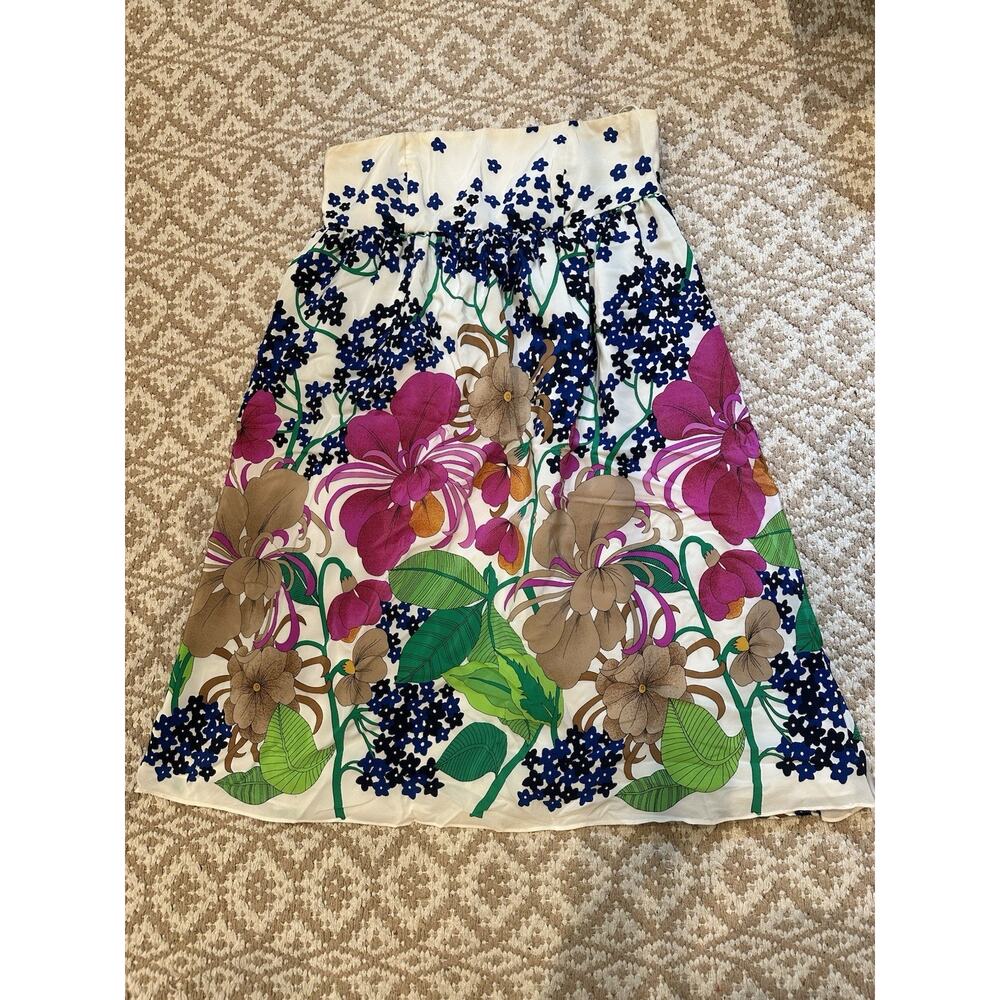 Tibi New York Strapless Floral Dress Size 2 Multicolor Bold Print Cotton Summer